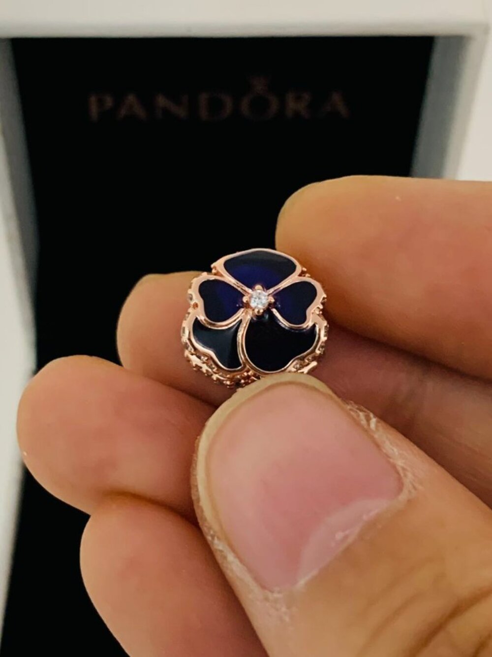 Pandora Deep Purple Pansy Flower Charm
